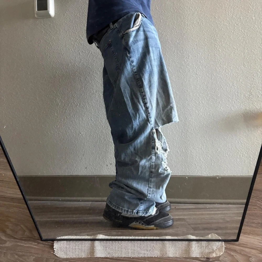 'Vintage Y2K/2000s Baggy Grunge Distressed Skater Denim Jeans! 48x30